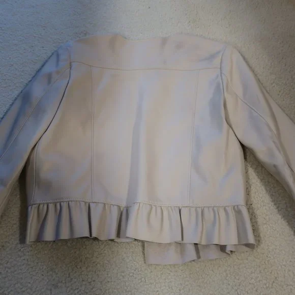 **HOST PICK** ZARA Ladies (XS) Faux Leather Frill Jacket Pale Pink (Dusty Pink) - Picture 6 of 8